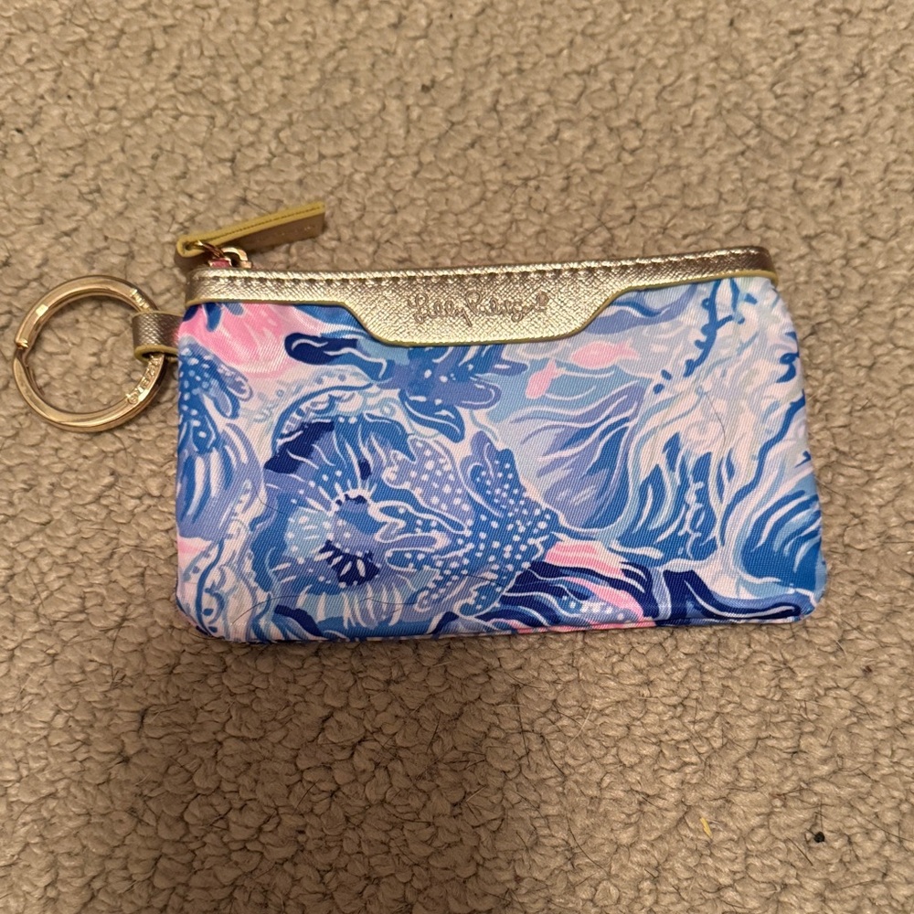 Lilly Pulitzer Pink and Blue Floral Keychain Pouch